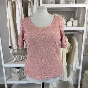 Michi Collection Sportswear Women's Size 1X Short Sleeve Lace Shirt #3090